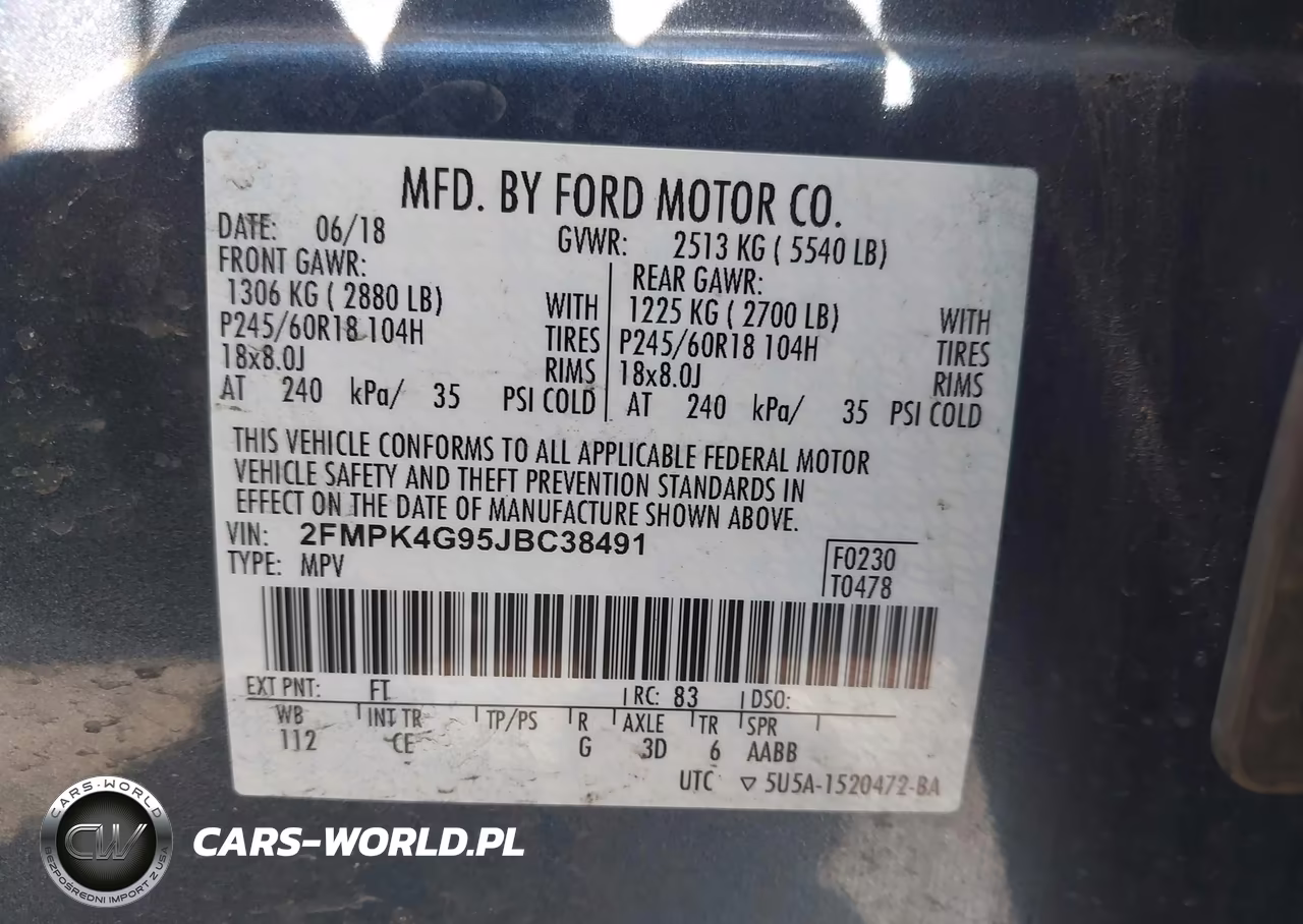 2018 Ford Edge Se VIN:2FMPK4G95JBC38491 - 9