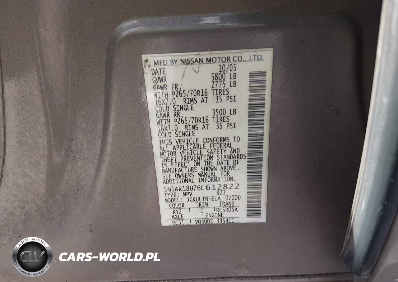 2006 Nissan Pathfinder Se VIN:5N1AR18U76C612822 - 9