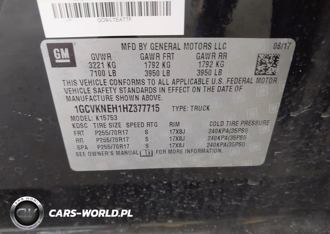 2017 Chevrolet Silverado 1500 Wt VIN:1GCVKNEH1HZ377715 - 9