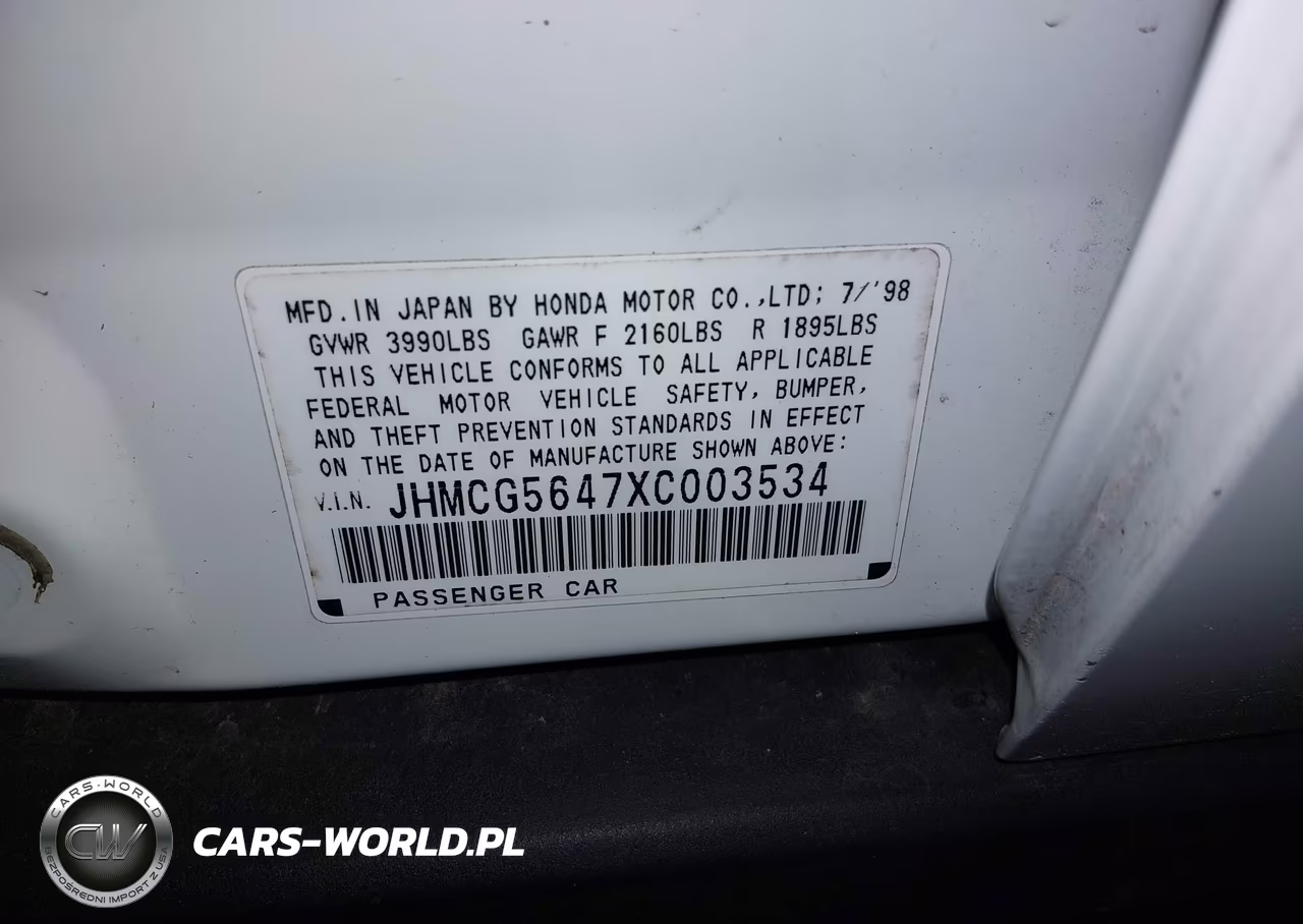 1999 Honda Accord Lx VIN:JHMCG5647XC003534 - 9
