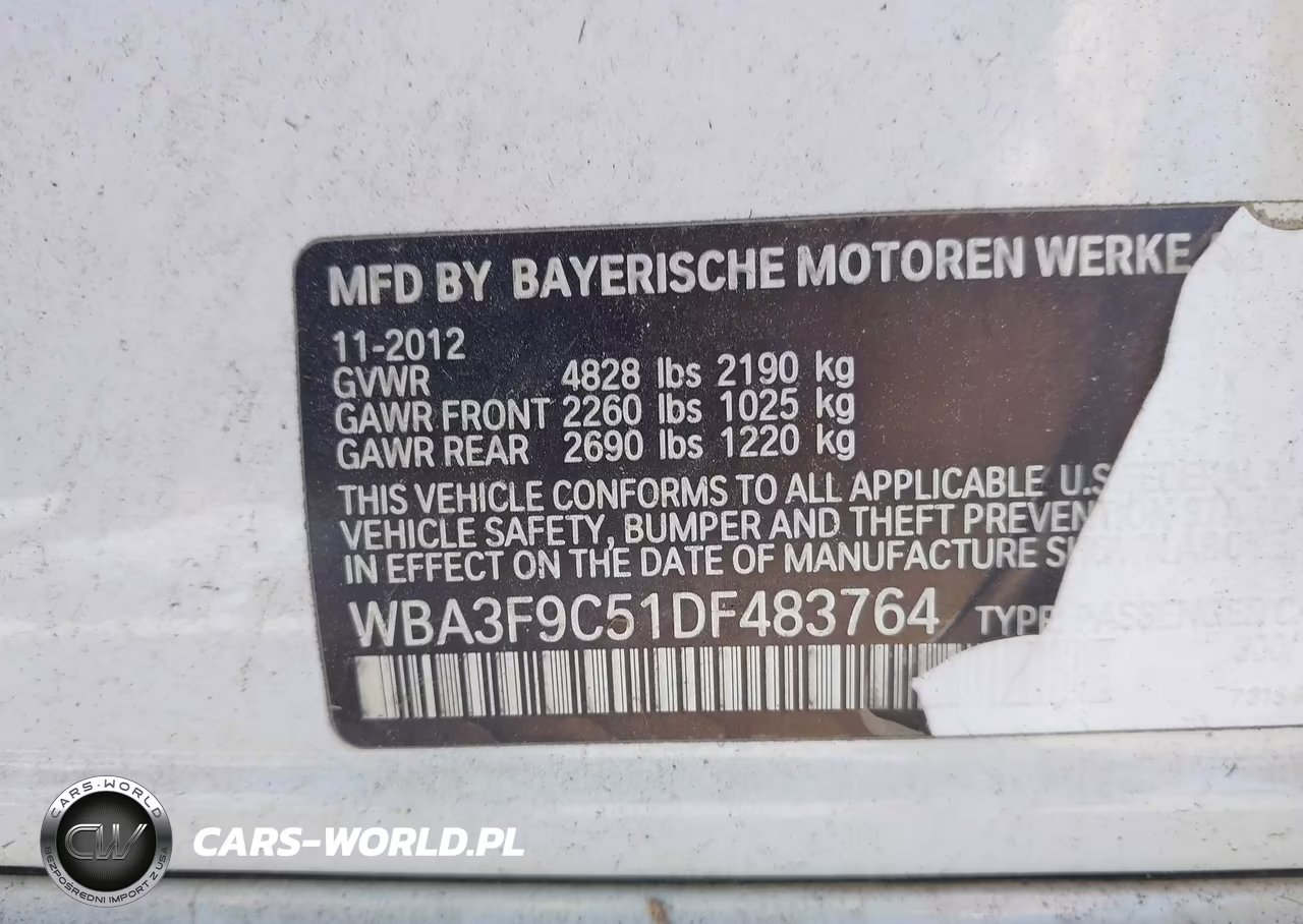 2013 BMW Activehybrid 3 VIN:WBA3F9C51DF483764 - 9