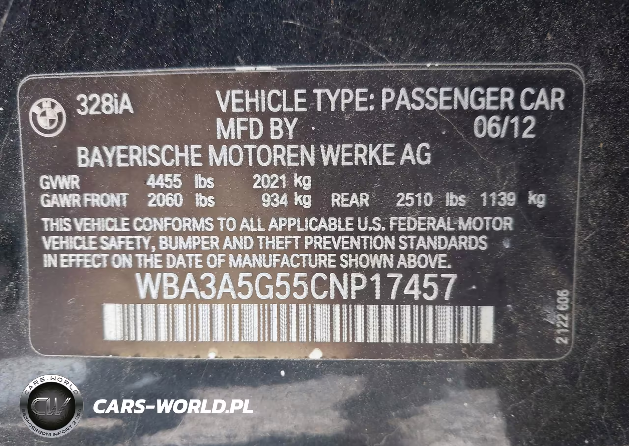 2012 BMW 328I VIN:WBA3A5G55CNP17457 - 9