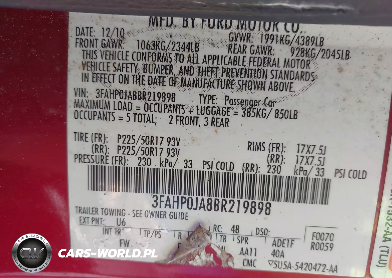 2011 Ford Fusion Sel VIN:3FAHP0JA8BR219898 - 9