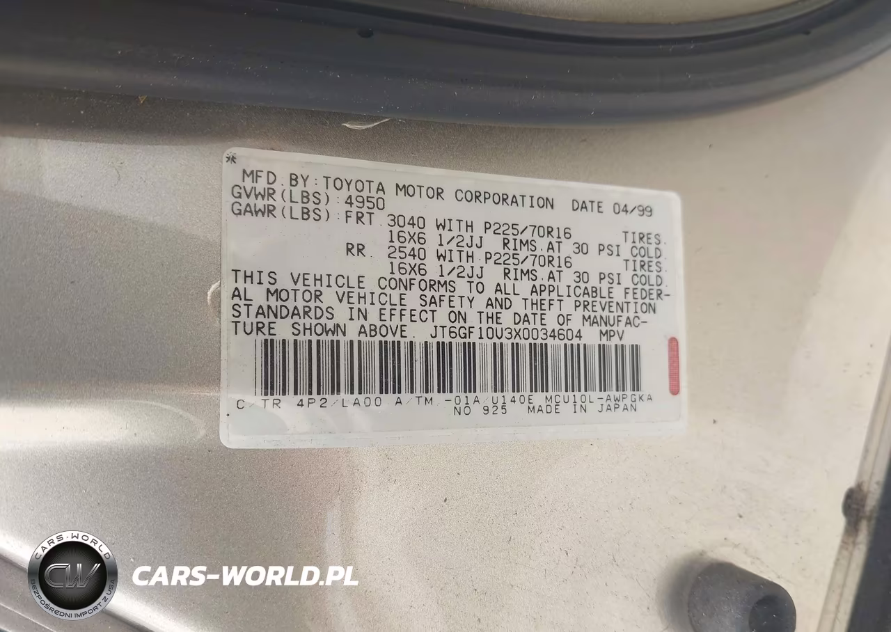 1999 Lexus Rx 300 VIN:JT6GF10U3X0034604 - 9