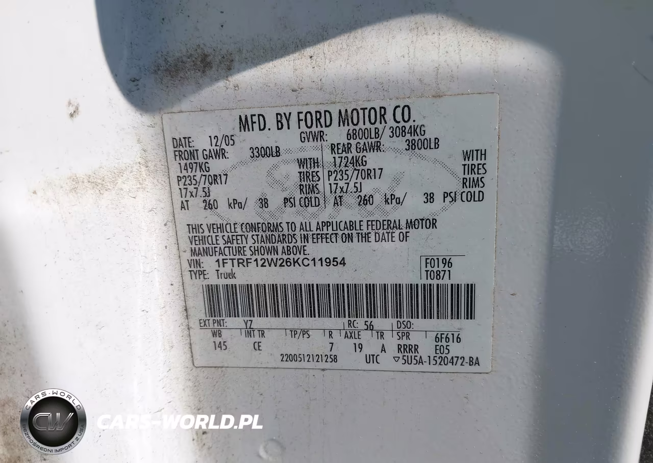 2006 Ford F-150 Stx-Xl-Xlt VIN:1FTRF12W26KC11954 - 9
