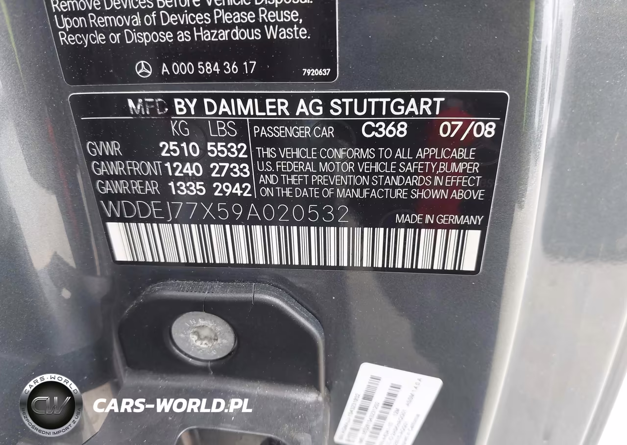 2009 Mercedes-Benz Cl 63 Amg VIN:WDDEJ77X59A020532 - 9