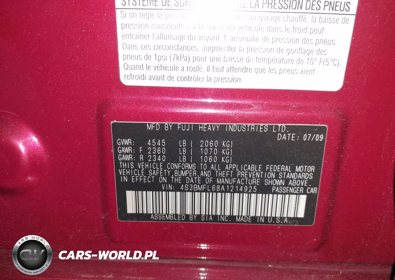 2010 Subaru Legacy 2.5Gt Limited VIN:4S3BMFL68A1214925 - 9