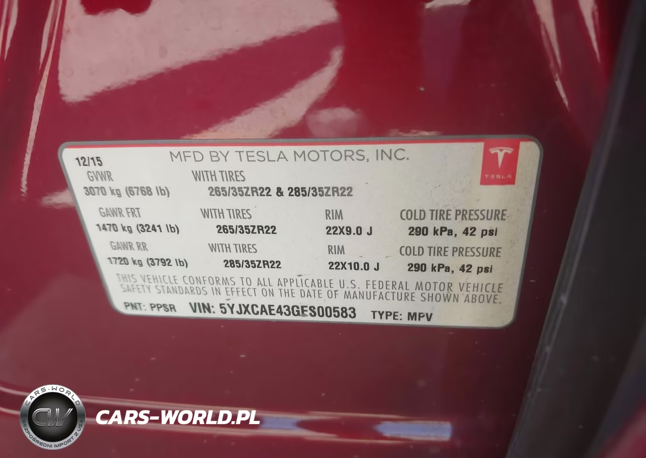 2016 Tesla Model X 60D-P100D-P90D VIN:5YJXCAE43GFS00583 - 9