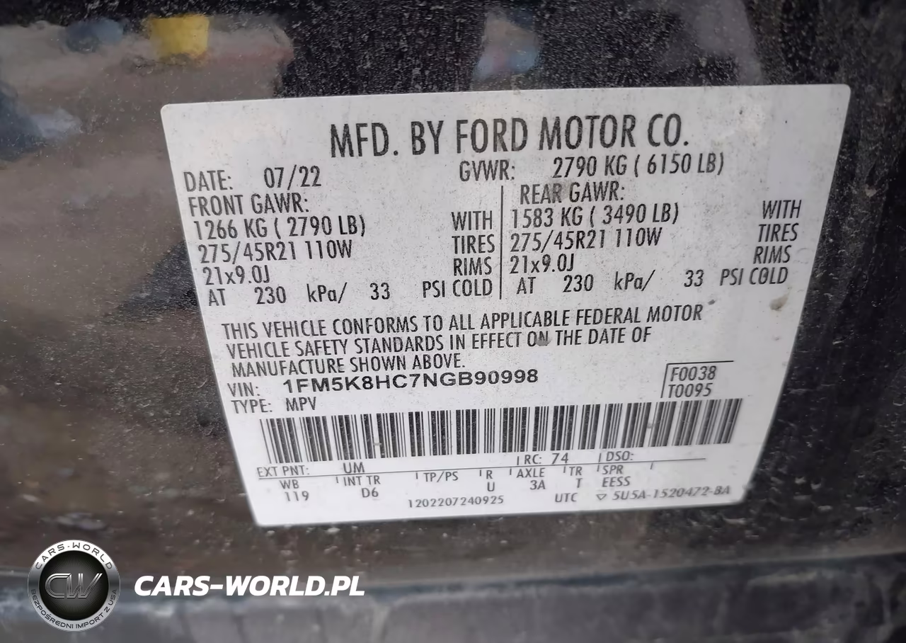 2022 Ford Explorer Platinum VIN:1FM5K8HC7NGB90998 - 9