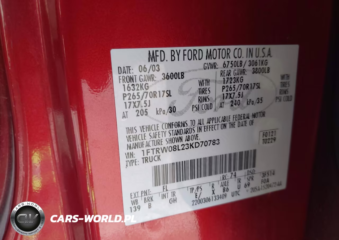 2003 Ford F-150 Lariat-Xlt VIN:1FTRW08L23KD70783 - 9