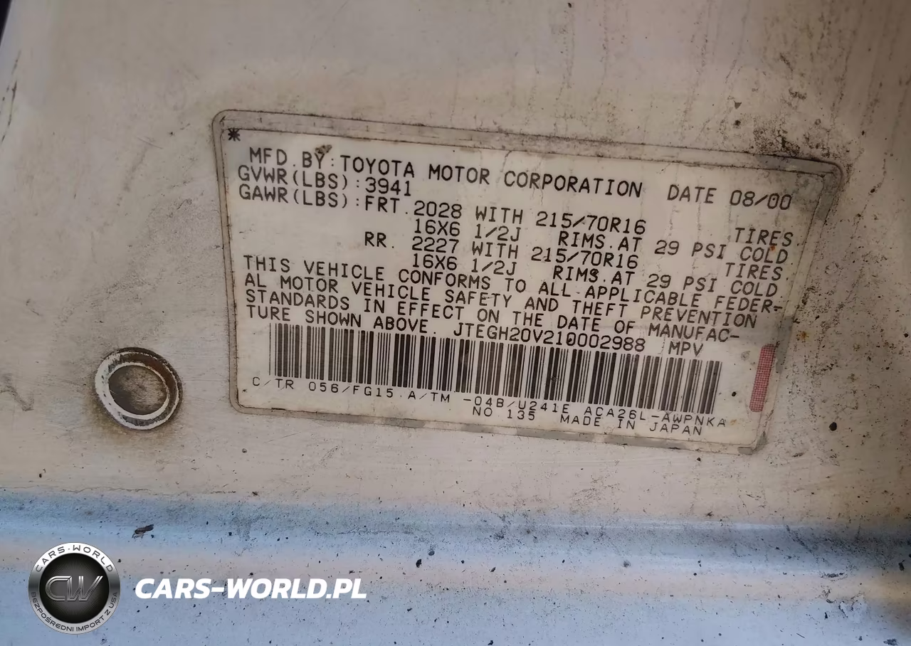 2001 Toyota Rav4 VIN:JTEGH20V210002988 - 9