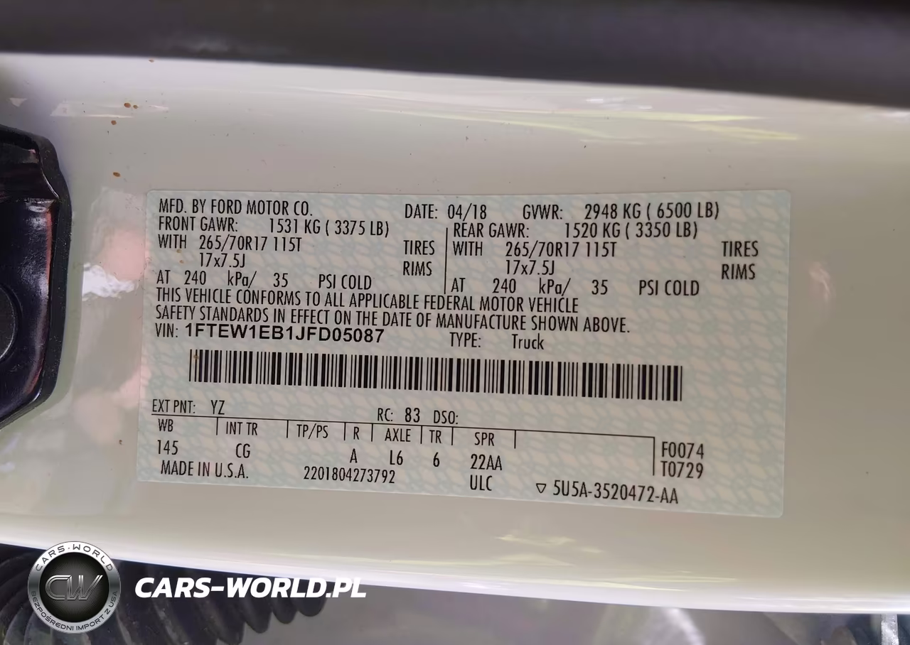 2018 Ford F-150 Xl VIN:1FTEW1EB1JFD05087 - 9
