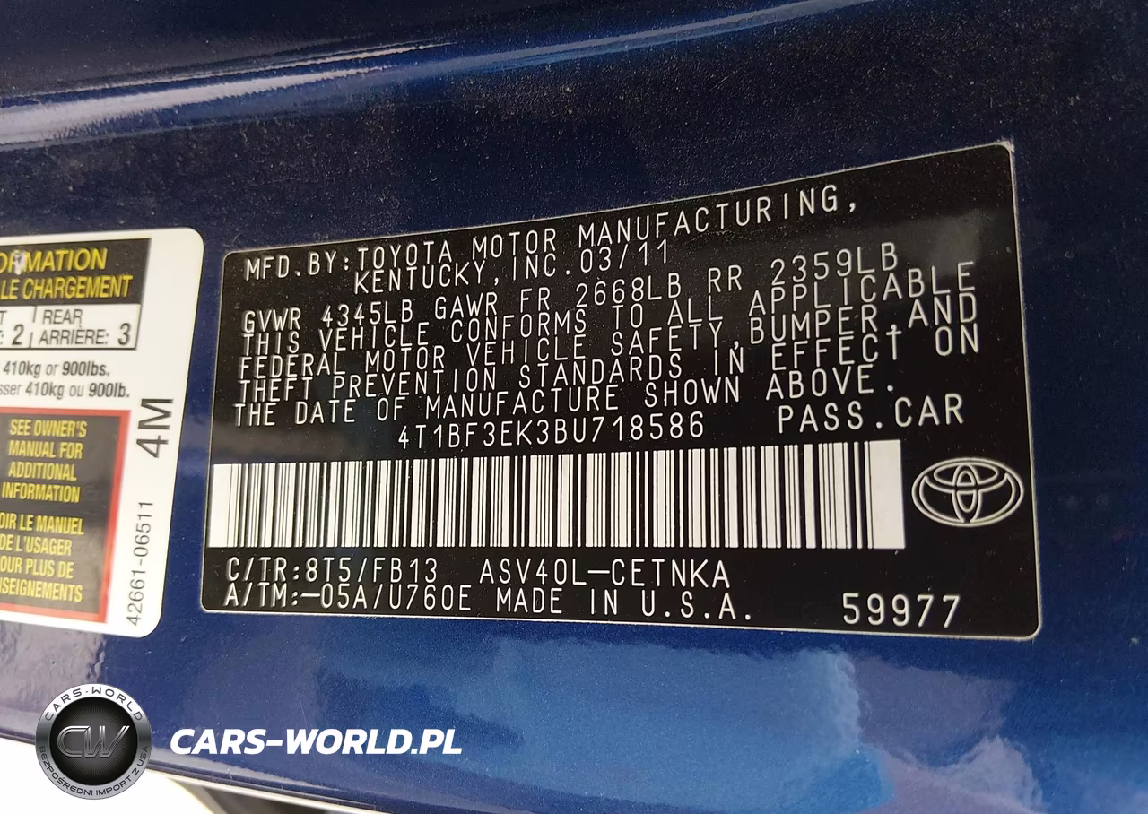 2011 Toyota Camry Le VIN:4T1BF3EK3BU718586 - 9