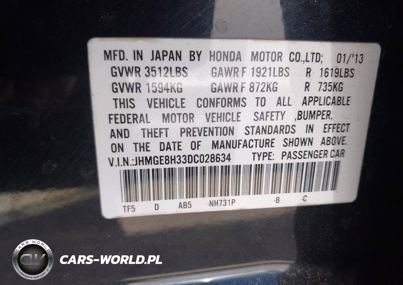 2013 Honda Fit VIN:JHMGE8H33DC028634 - 9