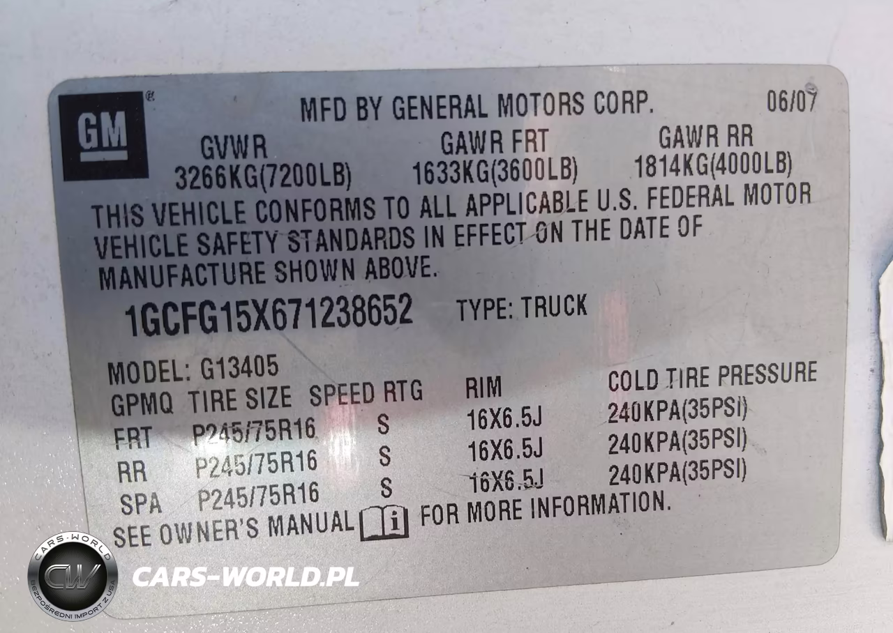 2007 Chevrolet Express Work Van VIN:1GCFG15X671238652 - 9
