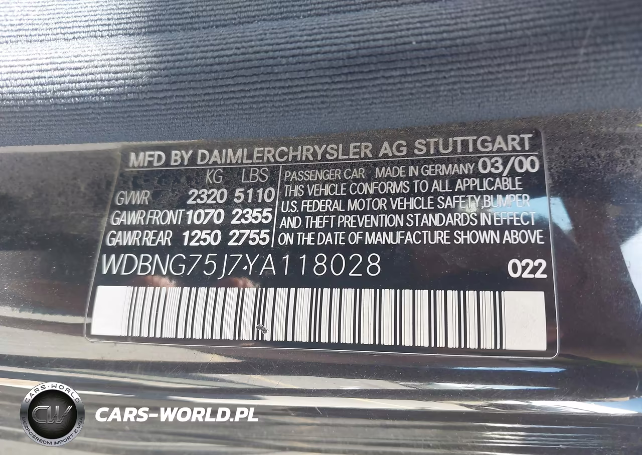 2000 Mercedes-Benz S 500 VIN:WDBNG75J7YA118028 - 9