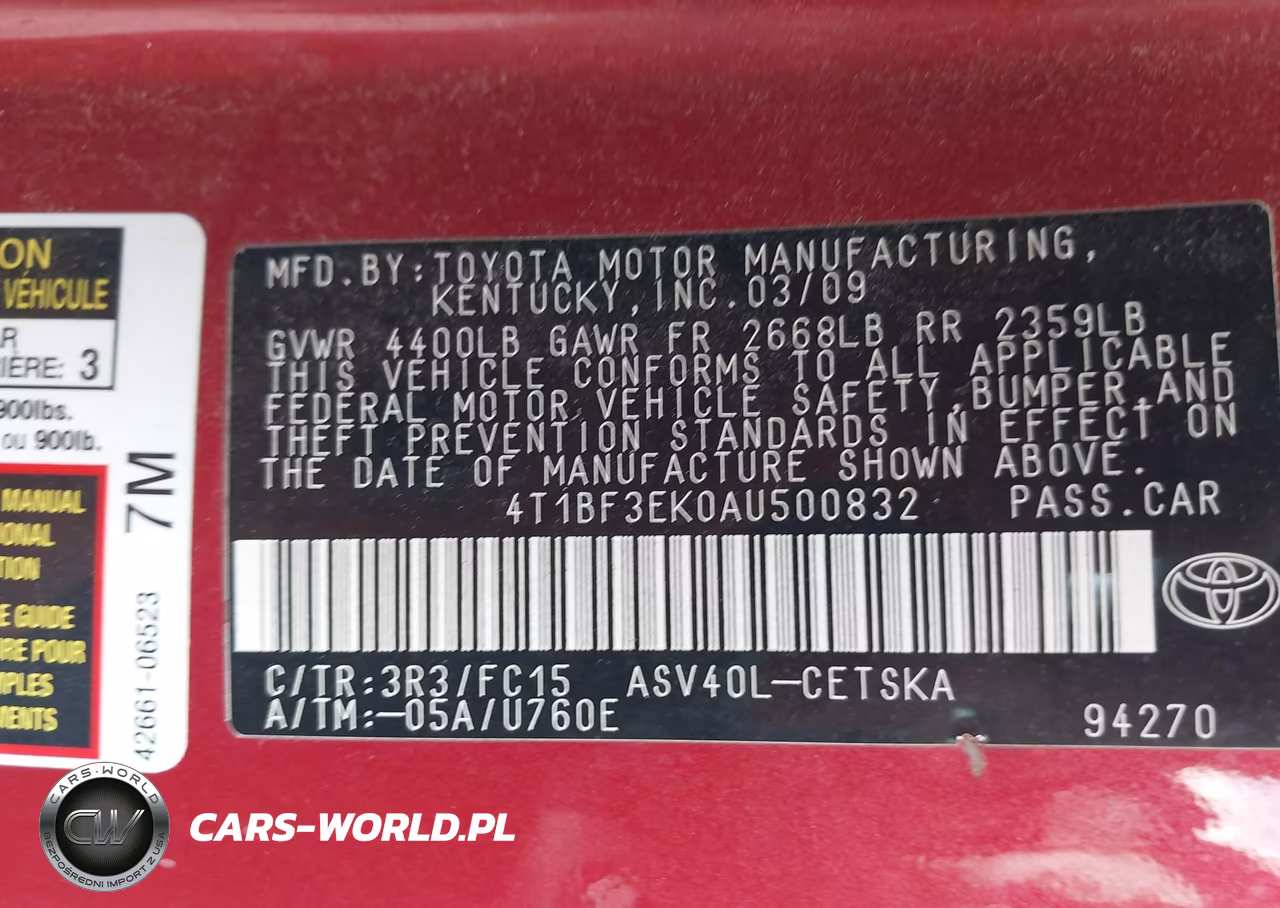 2010 Toyota Camry Se VIN:4T1BF3EK0AU500832 - 9
