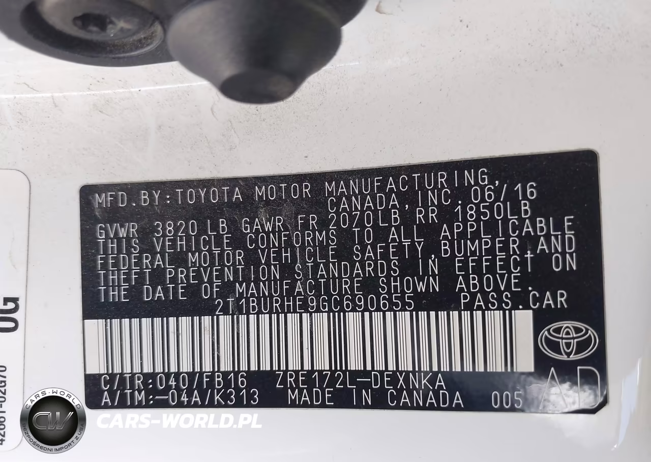 2016 Toyota Corolla Le VIN:2T1BURHE9GC690655 - 9