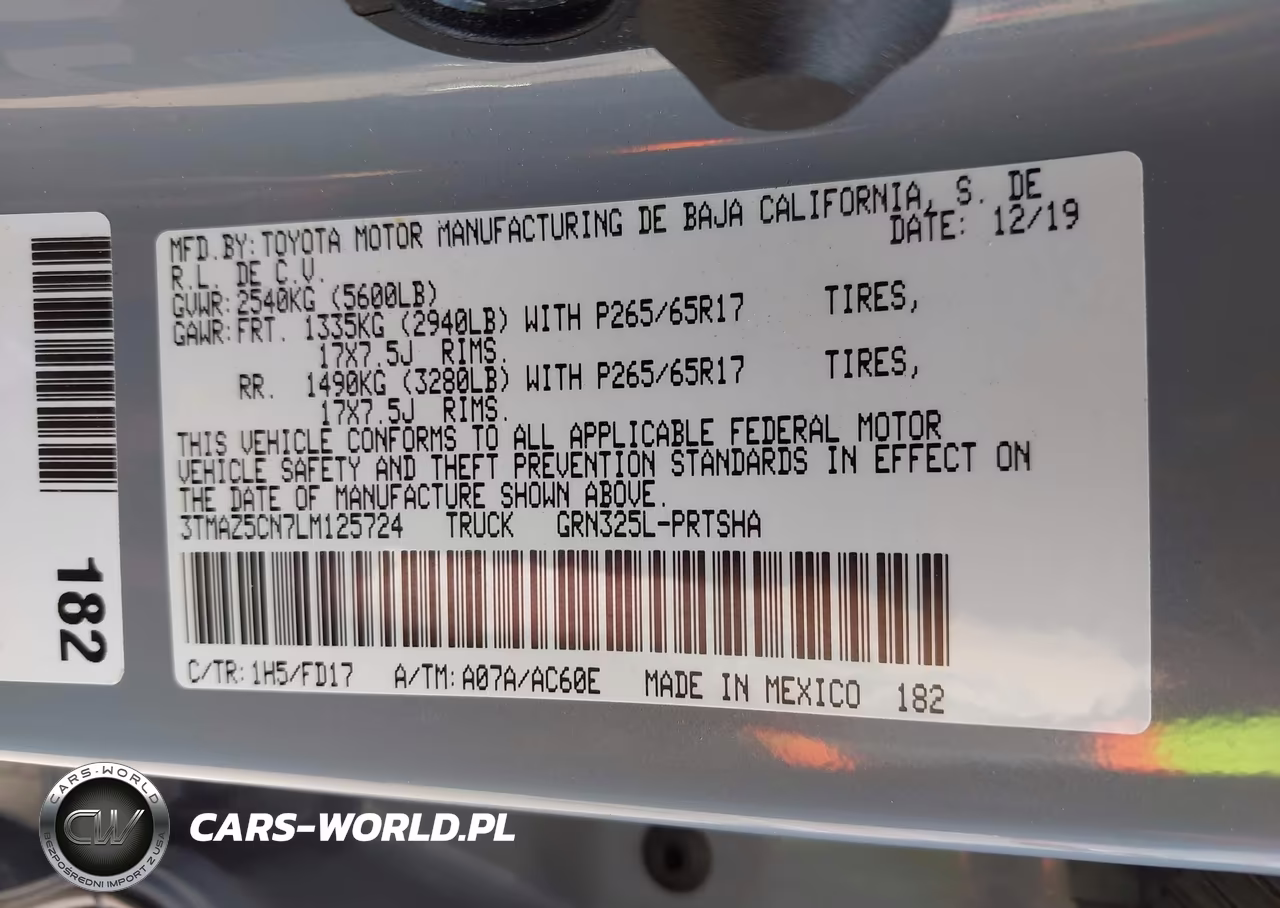 2020 Toyota Tacoma Sr5 V6 VIN:3TMAZ5CN7LM125724 - 9
