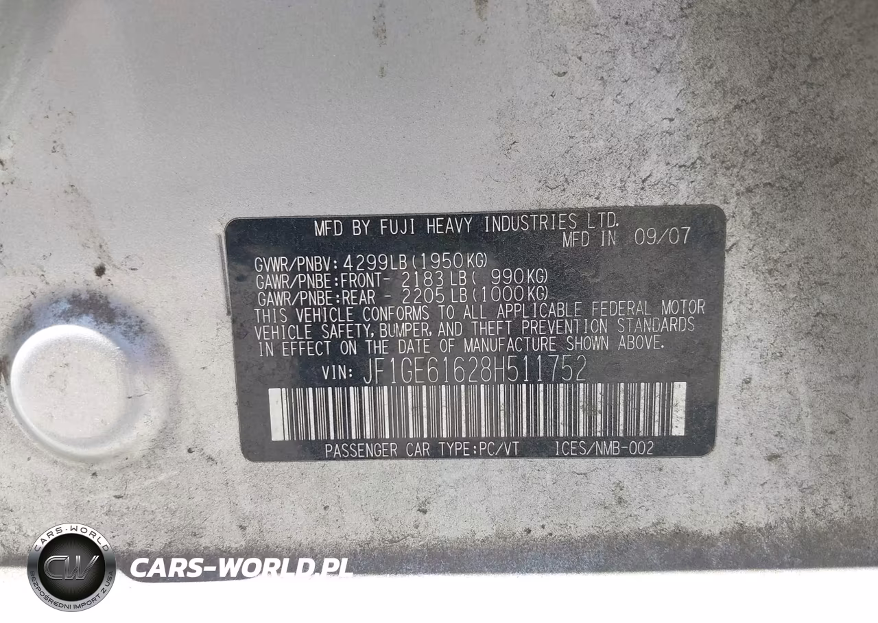 2008 Subaru Impreza (Natl) I W-Premium Pkg VIN:JF1GE61628H511752 - 9