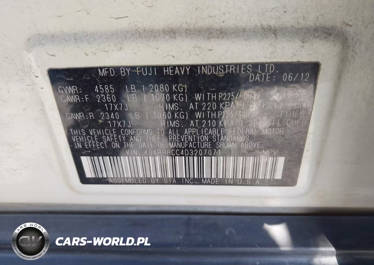 2013 Subaru Outback 2.5I Premium VIN:4S4BRBCC4D3207071 - 9