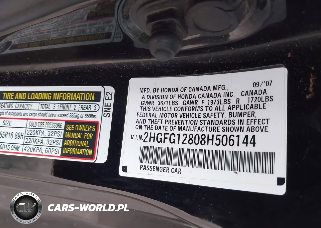 2008 Honda Civic Ex VIN:2HGFG12808H506144 - 9