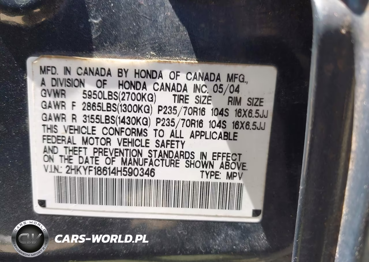 2004 Honda Pilot Ex-L VIN:2HKYF18614H590346 - 9
