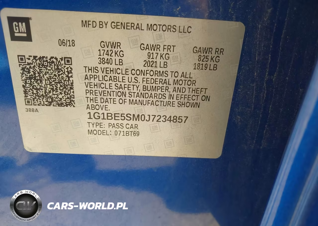 2018 Chevrolet Cruze Lt Auto VIN:1G1BE5SM0J7234857 - 9