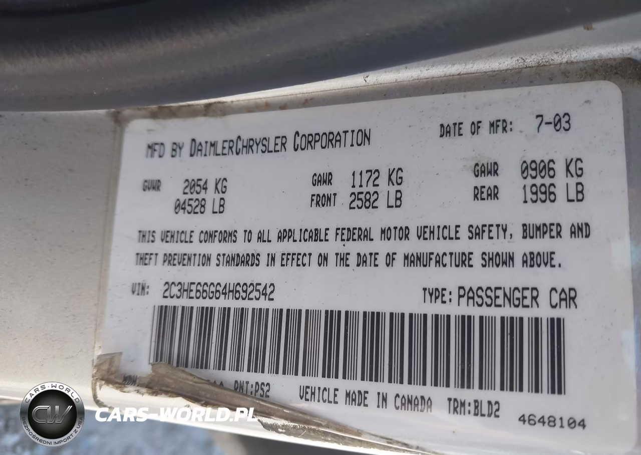 2004 Chrysler 300M VIN:2C3HE66G64H692542 - 9