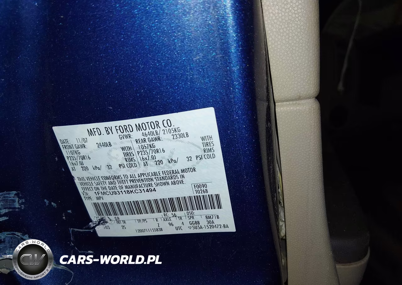 2008 Ford Escape Xlt VIN:1FMCU93118KC31494 - 9