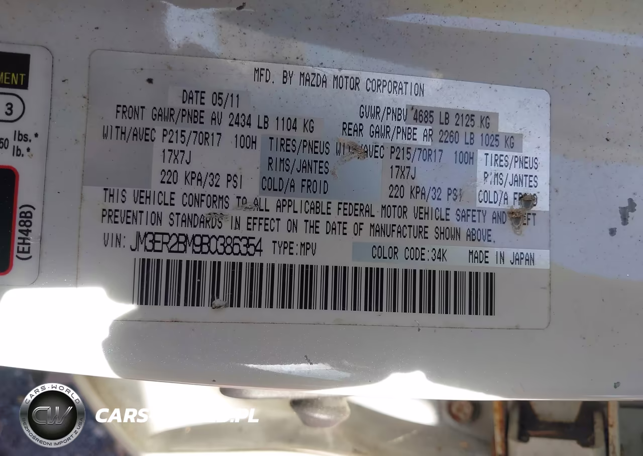 2011 Mazda Cx-7 I Sport VIN:JM3ER2BM9B0386354 - 9
