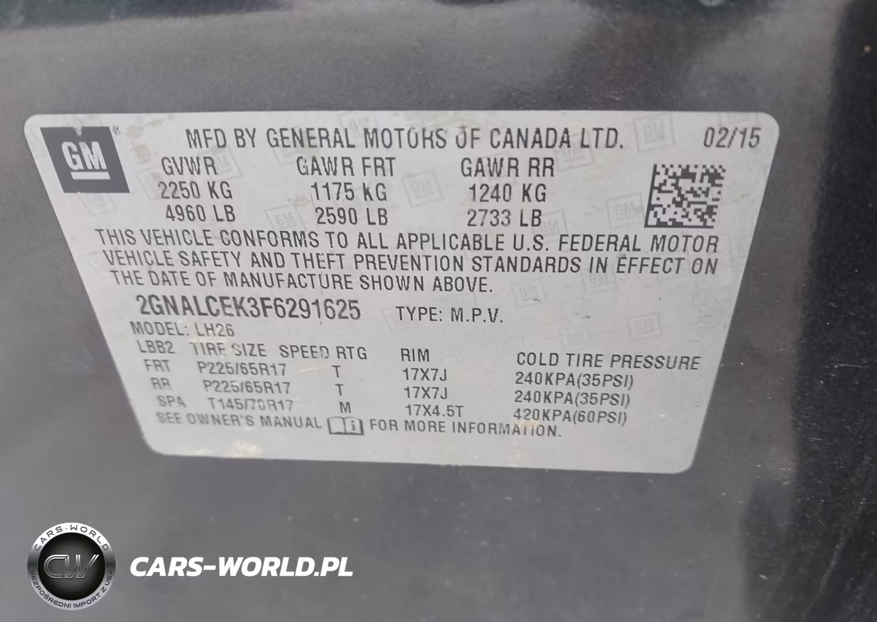 2015 Chevrolet Equinox 2Lt VIN:2GNALCEK3F6291625 - 9