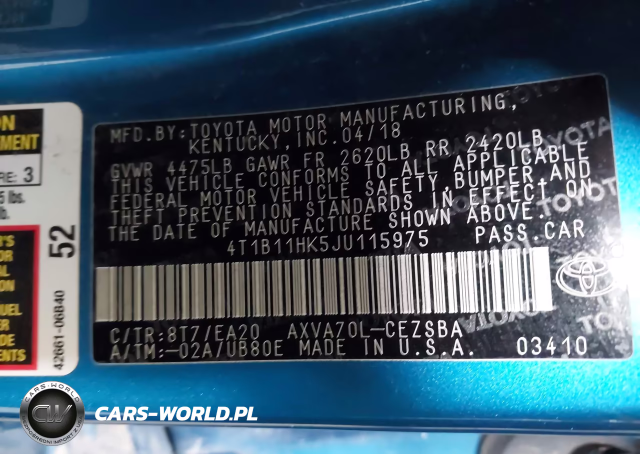 2018 Toyota Camry Se VIN:4T1B11HK5JU115975 - 9