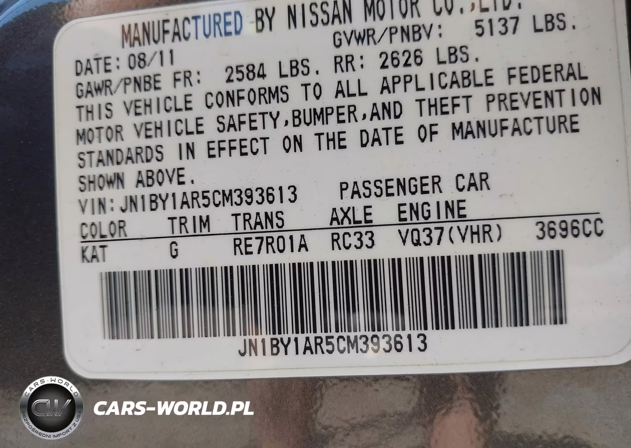 2012 Infiniti M37X VIN:JN1BY1AR5CM393613 - 9