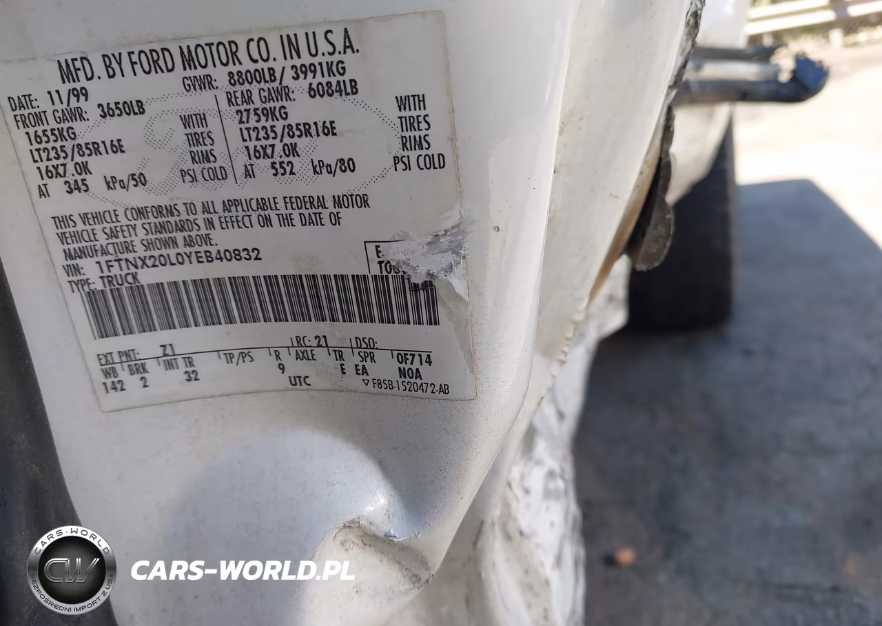 2000 Ford F-250 Lariat-Xl-Xlt VIN:1FTNX20L0YEB40832 - 9