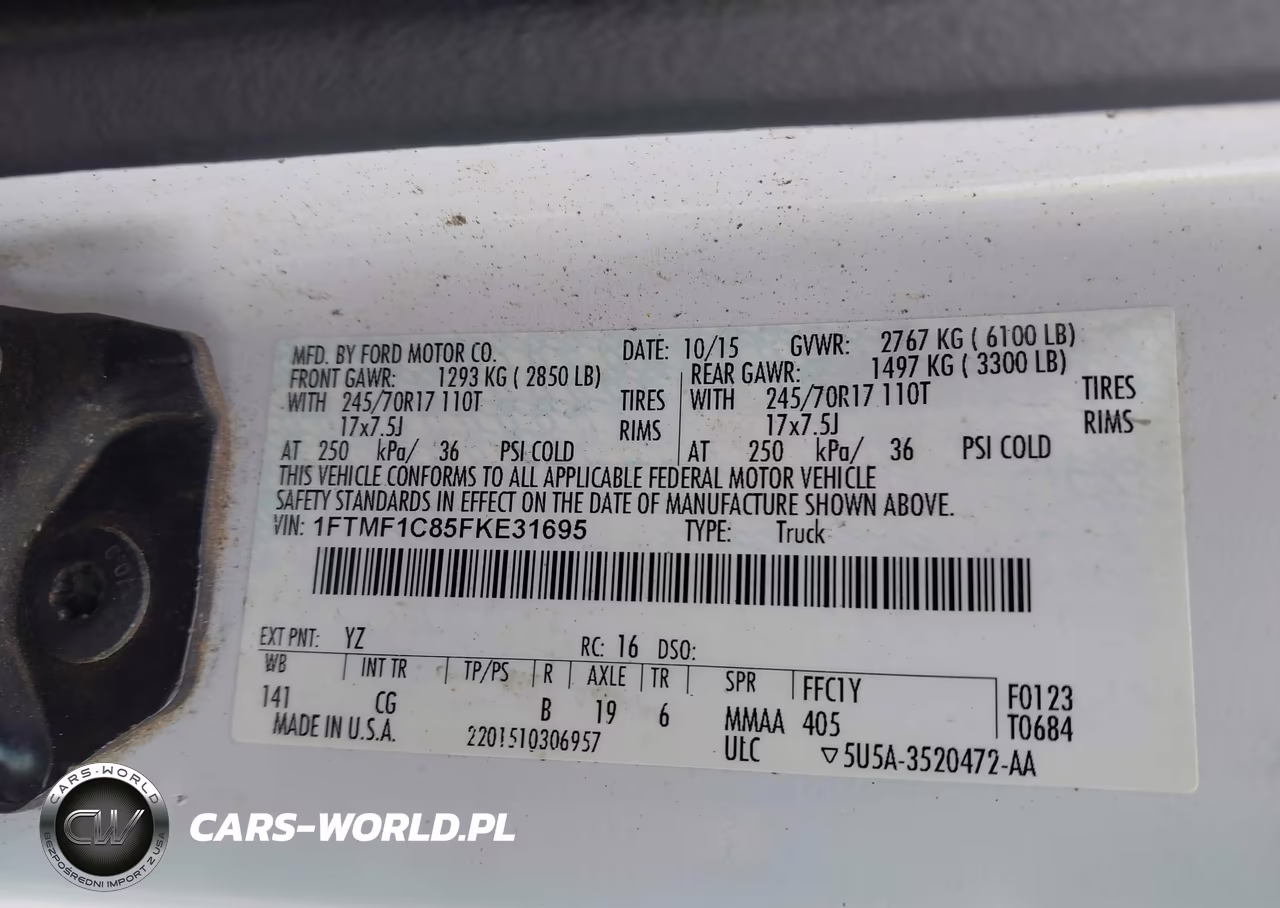 2015 Ford F-150 Xl VIN:1FTMF1C85FKE31695 - 9