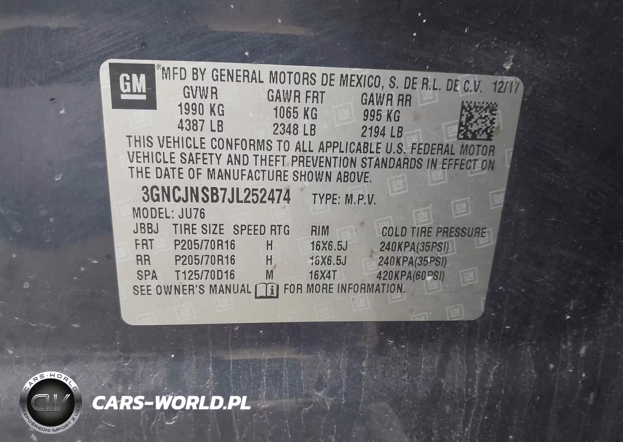 2018 Chevrolet Trax Ls VIN:3GNCJNSB7JL252474 - 9