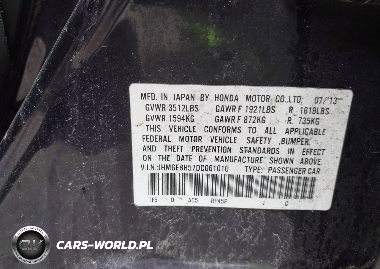 2013 Honda Fit Sport VIN:JHMGE8H57DC061010 - 9