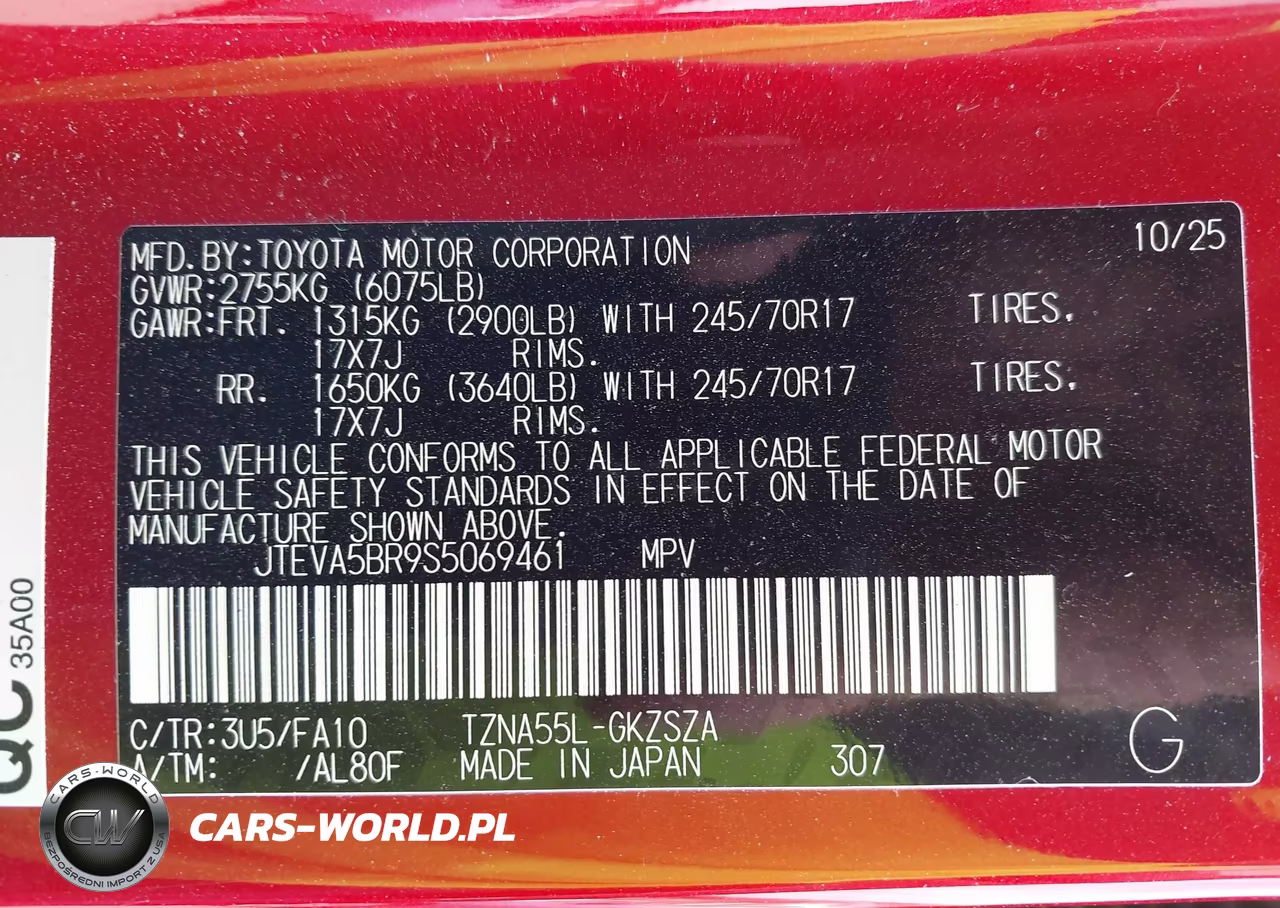 2025 Toyota 4Runner Sr5 VIN:JTEVA5BR9S5069461 - 9