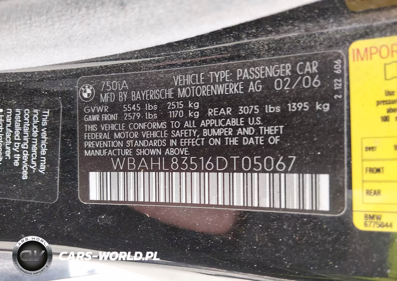 2006 BMW 750I VIN:WBAHL83516DT05067 - 9