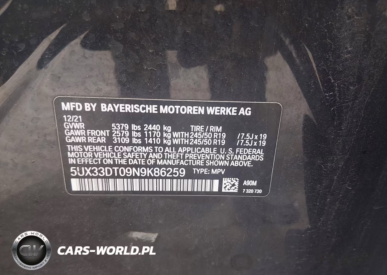 2022 BMW X4 xDrive30I VIN:5UX33DT09N9K86259 - 9