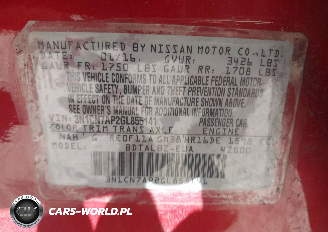 2016 Nissan Versa 1.6 S-1.6 S+-1.6 Sl-1.6 Sv VIN:3N1CN7AP2GL855141 - 9
