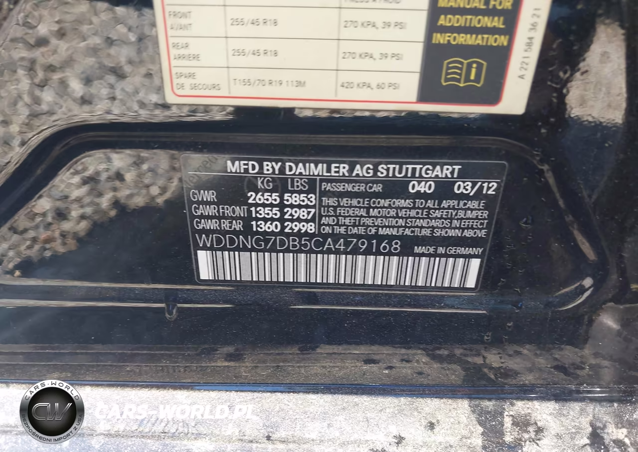 2012 Mercedes-Benz S 550 VIN:WDDNG7DB5CA479168 - 9