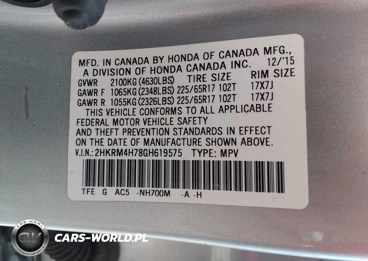 2016 Honda Cr-V Ex-L VIN:2HKRM4H78GH619575 - 9