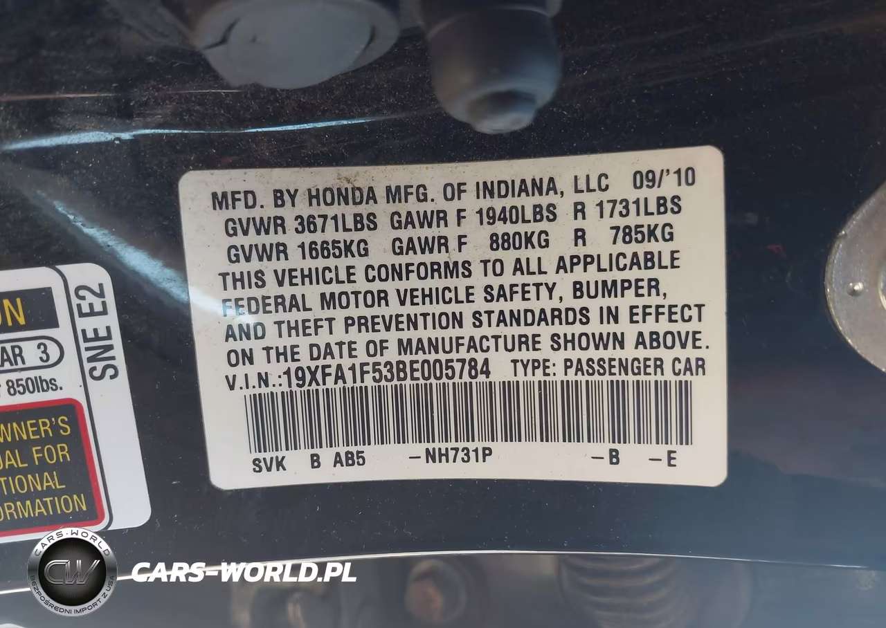 2011 Honda Civic Lx VIN:19XFA1F53BE005784 - 9