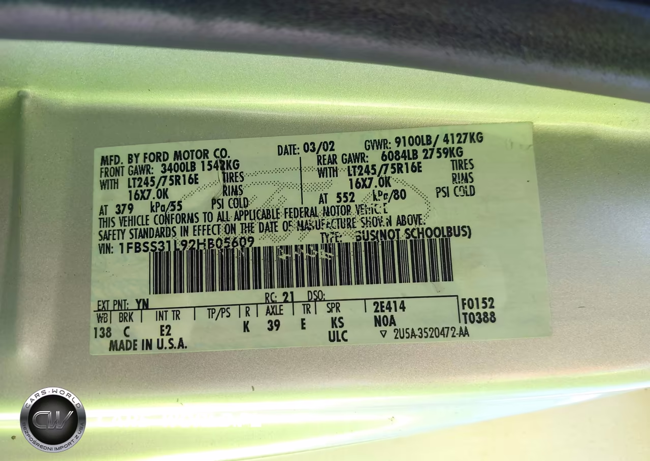 2002 Ford E-350 Super Duty Xl-Xlt VIN:1FBSS31L92HB05609 - 9