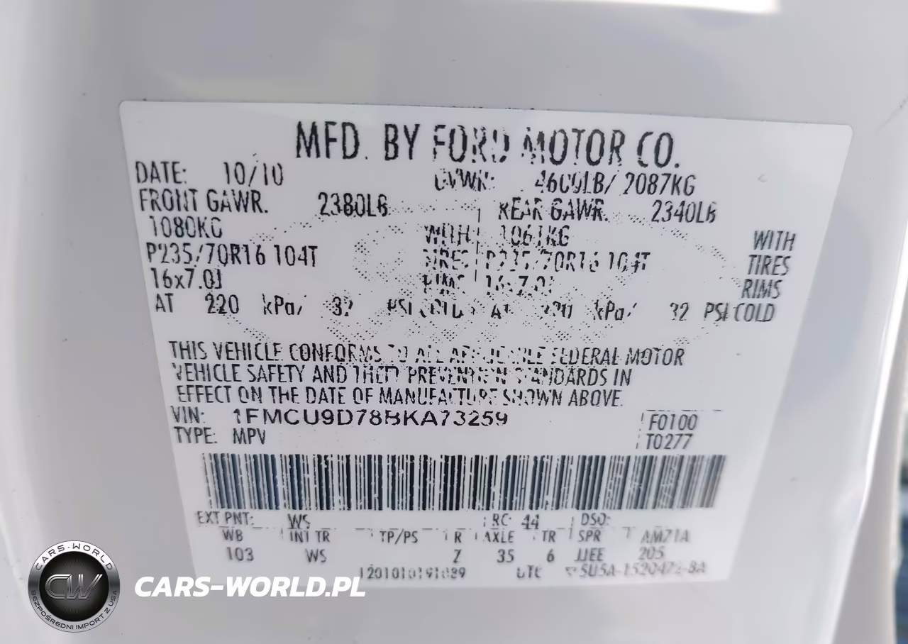 2011 Ford Escape Xlt VIN:1FMCU9D78BKA73259 - 9