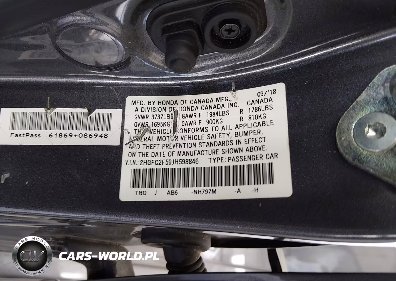 2018 Honda Civic Lx VIN:2HGFC2F59JH598846 - 9