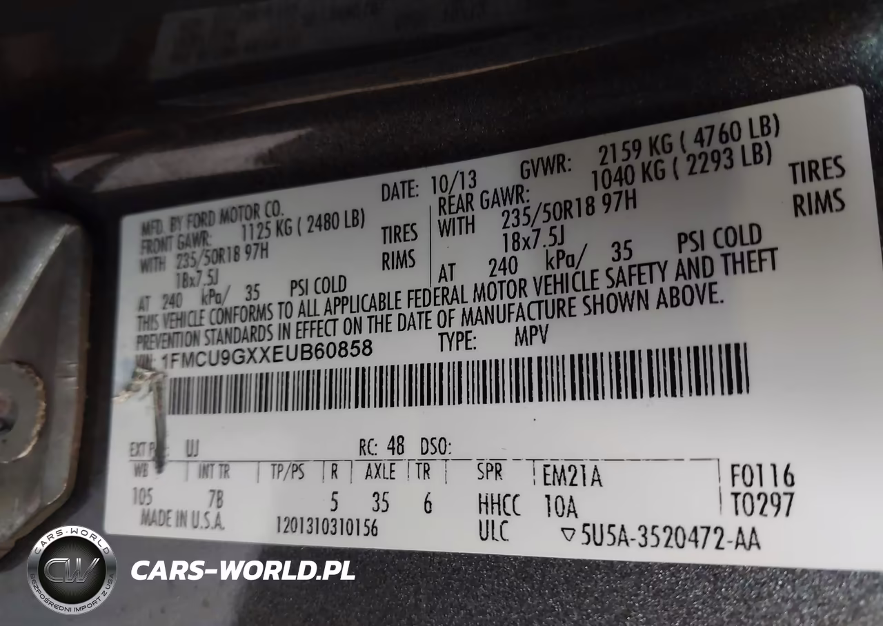 2014 Ford Escape Se VIN:1FMCU9GXXEUB60858 - 9