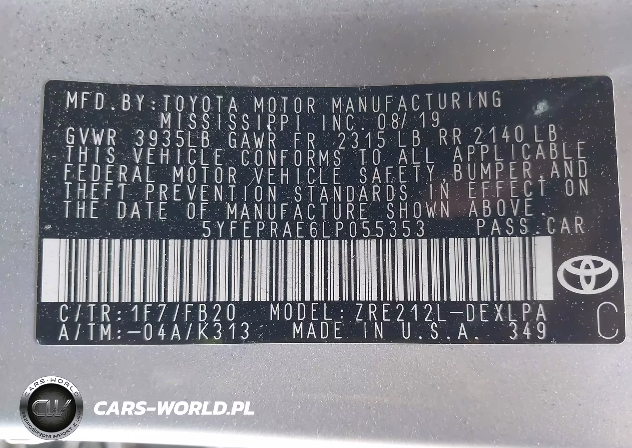 2020 Toyota Corolla Le VIN:5YFEPRAE6LP055353 - 9
